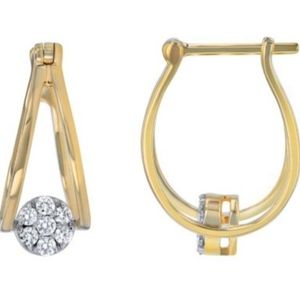 0.25 diamond and yellow gold hoop earrings